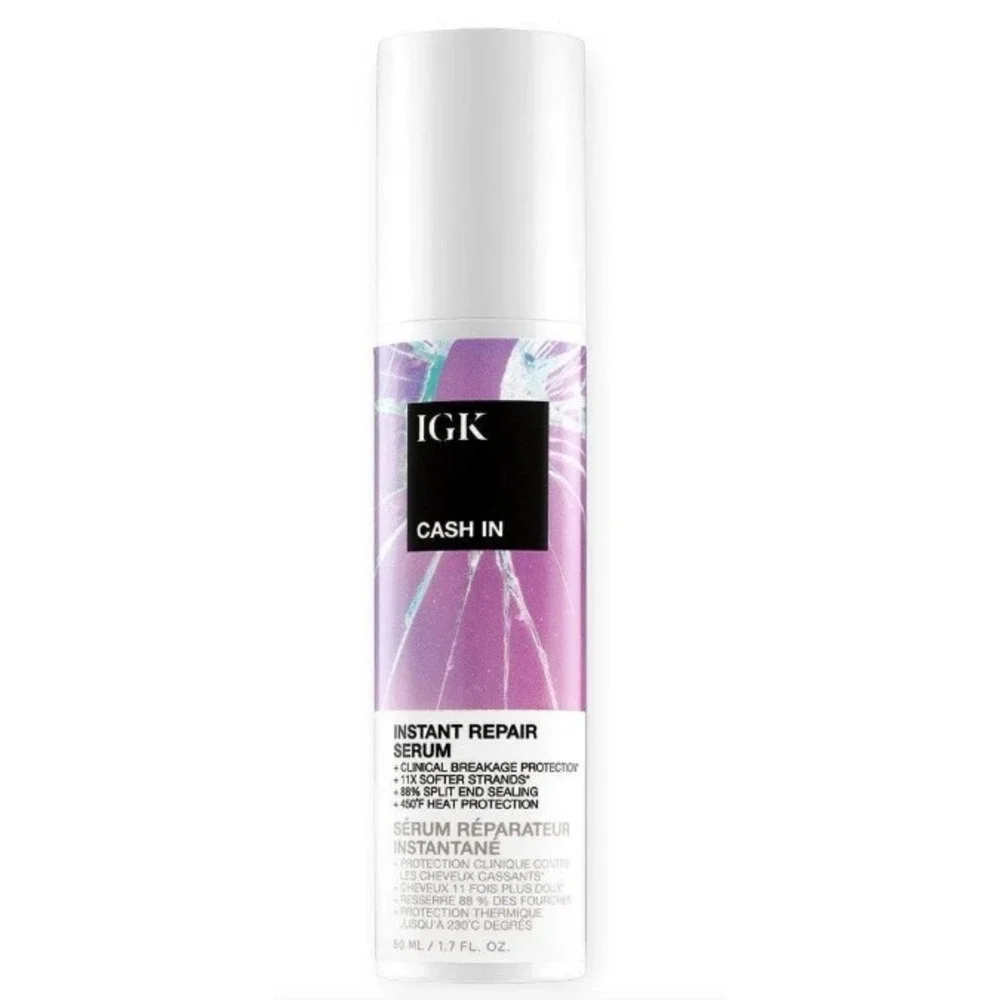 IGK Cash In Instant Repair Serum 1.7 oz Bond Building Vegan Silk Heat Protection